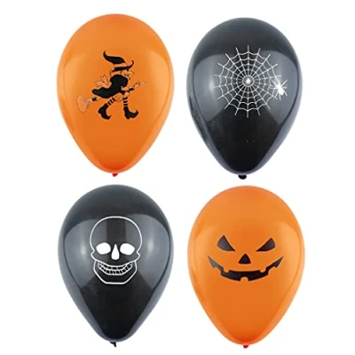 Image of Henbrandt 12 Halloween Balloons 12pk Black and Orange Decoration