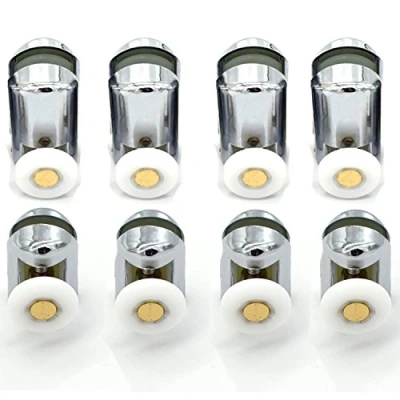 Image of 8 x ChromeplatedTop Bottom Single Shower Rollers/Runners/Wheels Replacements 25mm