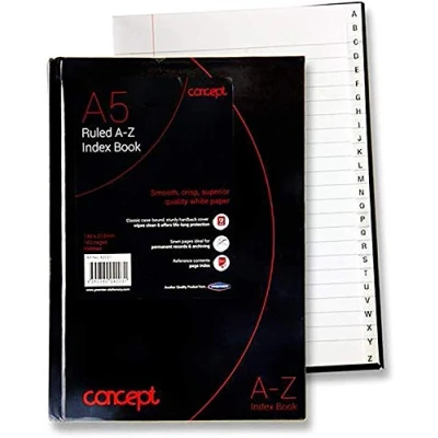 Image of Premier Stationery 3 X A5 Concept 192 Page A Z Index Hardback Notebook