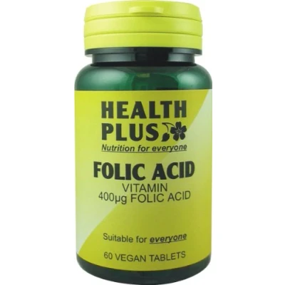 Image of Health Plus Folic Acid 400µg : Pre Conceptual Vitamin B Supplement 60 Tablets, in a Planet Friendly 99% Recycled Pot