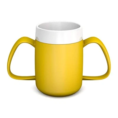 Image of Ornamin Two Handled Mug with Internal Cone 140 ml/4.9 oz Yellow (Model 815) Drinking aid, Feeding Cup, Thermal