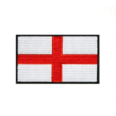 Image of England National Country Flag Black Border Iron Sew on Embroidered Patch
