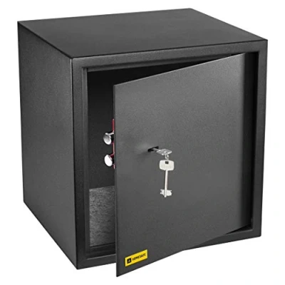 Image of Homesafe HV38K Safe with Key lock, 38x35x35cm (HxWxD), Carbon Satin Black, Safebox for Home, Business, Office, Hotel Document, Cash, Laptop Notebook Digital Media, Jewelry or Money