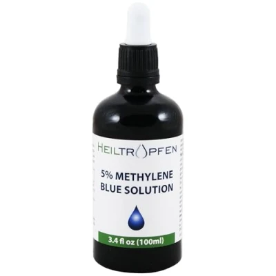 Image of Methylene Blue 5% Solution 3.4 Fl Oz 100 ml Highest Concentration Ultra High Purity USP Pharma Grade Ingredients Third Party Tested Formaldehyde Free Glass Bottle Heiltropfen®