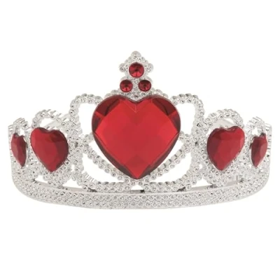 Image of Bristol Novelty BA880C Plastic Tiara with Red Stone, Girls, Silver, One Size