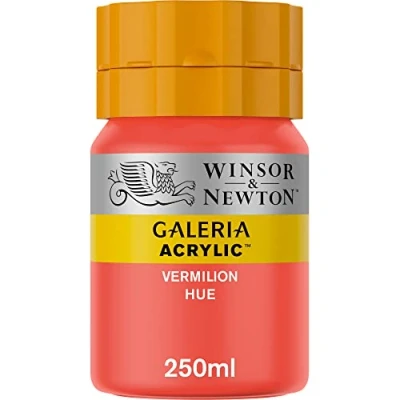 Image of Winsor &amp; Newton Series 1 250ml Bottle Galeria Acrylic Colour with Nozzle Cap Vermillion Hue