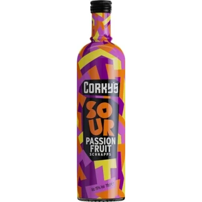 Image of Corky&#039;s Sour Passion Fruit Schnapps 70cl Party Shots Cocktail Ingredient Pre Drinks 15% ABV Liqueur