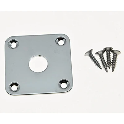 Image of Dopro Chrome Flat Bottom Metal Jack Plate Base Square Jackplate for USA LP Les Paul