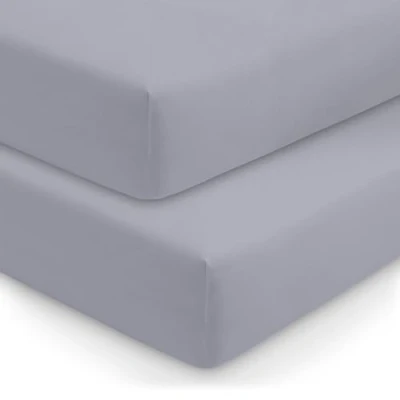 Image of BABYMAM 2 x Cot Sheets 100% Jersey Organic Cotton 120x60cm Fitted Sheet Bedding Baby Bed Soft Breathable (Gray)