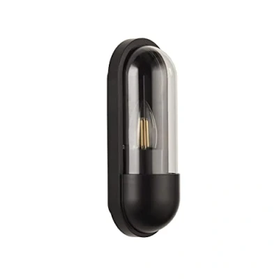 Image of Lights4Living Modern Black Weather Resistant Garden Exterior Capsule Outdoor 24cm Wall Light, LED Compatible