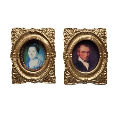 Image of Melody Jane Dolls House 2 Victorian Portrait Pictures Paintings in Gold Frames