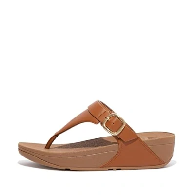 Image of Fitflop Women&#039;s Lulu Adjustable Leather Toe Post Sandals, Light Tan, 8 UK