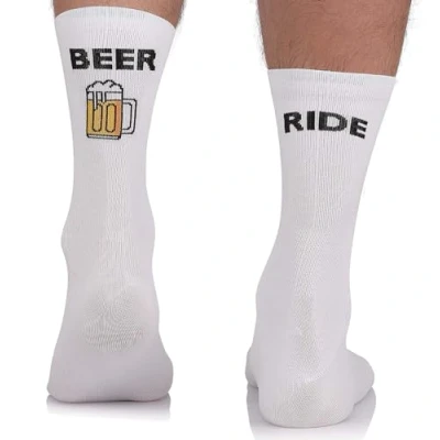Image of TODO Cycling Socks Women and Men. Breathable Bike Socks. Funny Beer Motif, Womens, Biking (Beer Ride BA, 35 38)