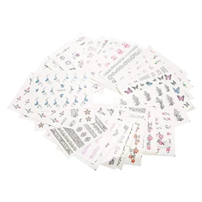 Image of Nail DIY Decals, 50 Sheets Mixed Flower Butterfly Cartoon Art Water Transfer Sticker, Stickers Accessory for Festival Decoration and Daily Design(XF)