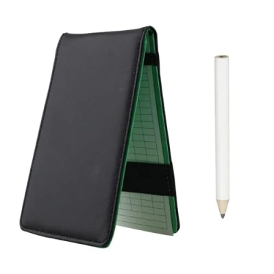 Image of CRESTGOLF Golf Scorecard Holder PU Leather or Camouflage Nylon Cover and Yardage Book Free Pencil Score Cards Black