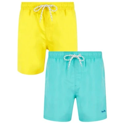 Image of Tokyo Laundry Men&#039;s Classic (2 Pack) Quick Dry Microfibre Swim Shorts Blue Yellow