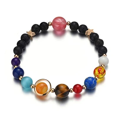 Image of MENGLINA Women Stone Bead Charm Bracelet Universe Galaxy The Eight Planets in Solar System Guardian Star Bracelets