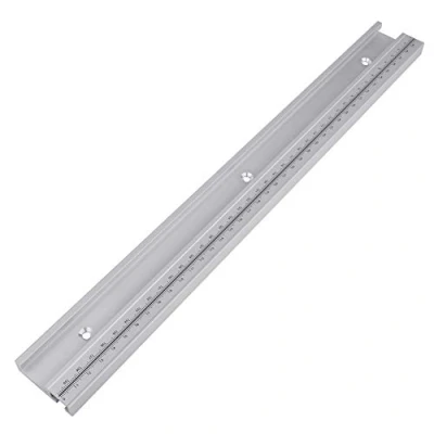 Image of PovKeever 400mm T Track Slot Miter Jig Fixture Straight Edge with Scale Miter,Clamping Tool Aluminum Alloy Screw Guide for Woodworking Stop Router Table