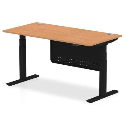 Image of Air 1600x800 Height Adjustable Desk Oak CP Black Leg Modesty Panel