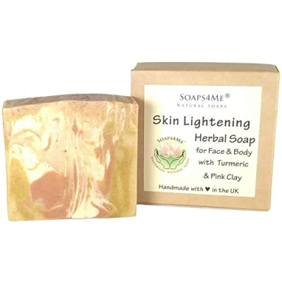 Image of SOAPS4ME Skin Lightening Herbal Face &amp; Body Natural Handmade Soap Turmeric Cucumber Chamomile French Pink Clay Shea Butter