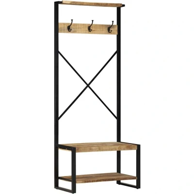Image of vidaXL Clothes Rack 80x40x190 cm Solid Rough Wood Mango