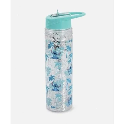 Image of Disney Lilo &amp; Stitch Glitter Filled Water Bottle 550ML Drinking Primark