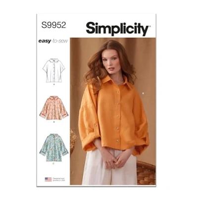 Image of SIMPLICITY Sewing Pattern SS9952A Misses&#039; Shirts A (S M L XL XXL)