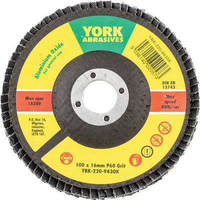 Image of 5x York 100 X 16MM Conical Flap Discs, Aluminium Oxide Fibre Backed P60