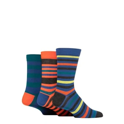 Image of SockShop Men&#039;s Comfort Cuff Socks Striped and Plain Soft Breathable &amp; Cooling Bamboo Material Multipack of 3 Pairs (UK, Numeric, 12, 14, Regular, Mandarin)