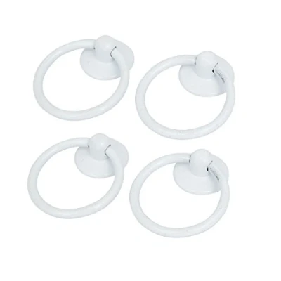 Image of Sourcingmap Furniture Drawer Door 52mmx43mmx13mm Ring Metal Pull Handles Knobs White 4pcs