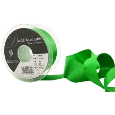 Image of Berisfords 3501 35mm 23 Emerald Double Satin Ribbon x 20mtr, 20m