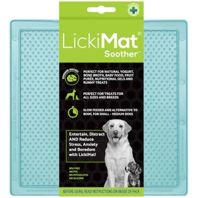 Image of LickiMat Classic Soother, Dog Feeding Mat for Boredom and Anxiety Relief, Ideal Food, Treats, Yoghurt or Peanut Butter, Lick Mats, Fun Alternative to a Slow Feeder Bowl, Mint