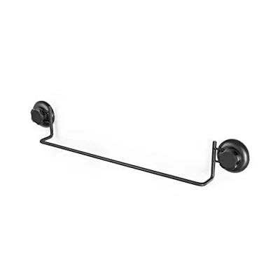 Image of Compactor Bestlock Wall Mounted Towel Rail, Suction Cup Mounting, Supports up to 12 kg, 60.6 x 6.5 H.9 cm, Black, RAN9784