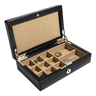 Image of Dulwich Designs Windsor Black Leather Cufflink Box