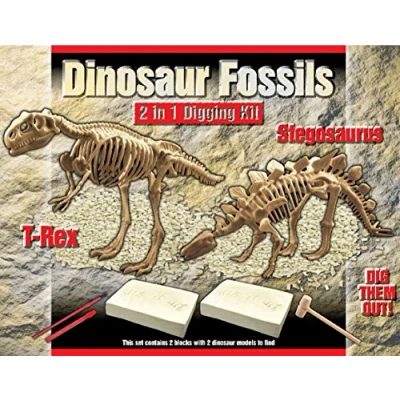 Image of 2 In 1 Dinosaur Dig Kit Fossil Palaeontology Up Kids Bones Archaeology Out Set T Rex And Stegosaurus Gifts