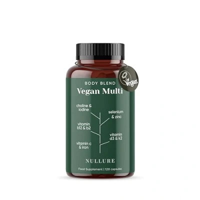 Image of Vegan Multivitamin Tablets for Women and Men Nullure All in One 4 Months Formulated Vegetarian Diets Vitamin B12 + D3 K2 Iron Iodine Zinc Third Party Tested