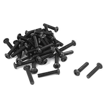 Image of Sourcingmap M4 x 20mm Alloy Steel Hex Socket Button Head Machine Screws Black 50 Pcs