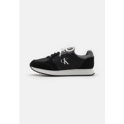 Image of Calvin Klein Jeans Retro SOCK Runner Trainers, Men&#039;s, Size: 9, Black/charcoal grey/bright white Leather/synthetics