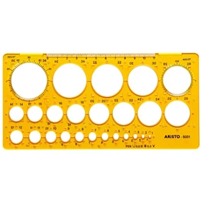 Image of Aristo AH5031 Circle Template 1 36 mm (25 Circles, Diameter to mm, Ink Nubs, Dimensionally Stable Plastic) Orange/Transparent