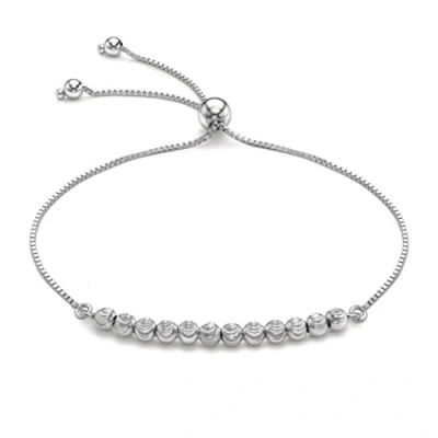 Image of Carissima Gold Women&#039;s 9 ct White Ball and Chain Adjustable Bracelet of Maximum Length 23 cm/9 Inch