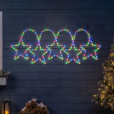 Image of CHRISTOW Star Christmas Light Outdoor Decoration, Energy Efficient LED Rope Light, Flashing Wall Silhouette, Mains Operated, 200cm (Multi Coloured)