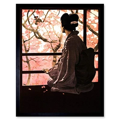 Image of Wee Blue Coo Opera Madame Butterfly Japanese Art Print Framed Poster Wall Decor 12x16 inch