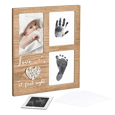 Image of Navaris Baby Keepsake Frame Kit Photo with Ink Pad for Handprint and Footprint Babies Hand Print, Foot Prints, Picture Love at First Sight