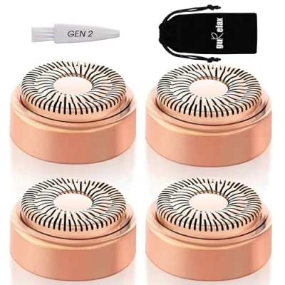 Image of Replacement Heads for Flawless Hair Remover, Gen 2 Blades Finishing Touch Facial Removal Women, Painless Razor Head Face with Gurelax Flannel Bag (4pcs)