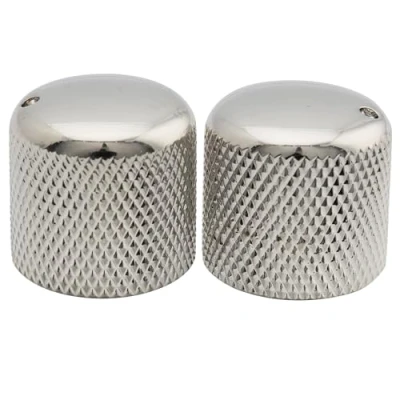 Image of Musiclily Pro Inch Fine 24 Splines Steel Dome Knobs Push on Control Knob 18mm with Indicator Dot for USA Electric Guitar or Bass, Nickel (Set of 2)
