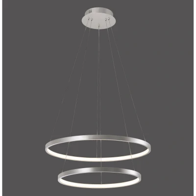 Image of Circle Pendant Ceiling Light Silver 1x 23W LED 3000K, 18W 3000K