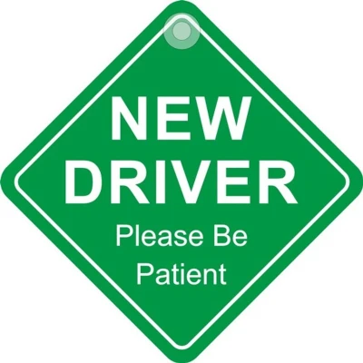 Image of Castle Promotions New Driver Please Be Patient Diamond Hanging Window Sign