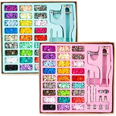 Image of 270 Sets T5 Plastic Snaps Buttons with Pliers Set Snap Fasteners kit for Clothes Sewing Bibs Rain Coat Crafting DIY Handmade Tools (Blue)