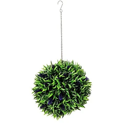 Image of Metro Garden 40cm Lavender Topiary Ball, Artificial Outdoor Plants Hanging Topiary, Green