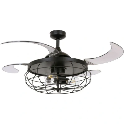 Image of Beacon Lighting ceiling fan light Fanaway Industri black quiet